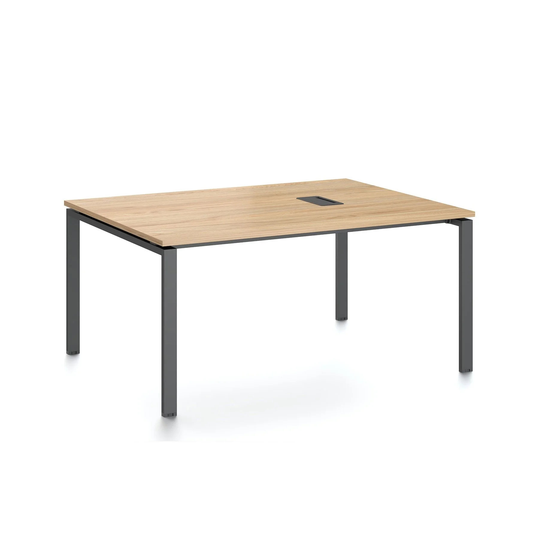 Заседателна маса RFG Monaco, 1600 x 1200 x 750 mm, ПДЧ 25 mm, с отвор за кабели, плот бряст, черни метални крака