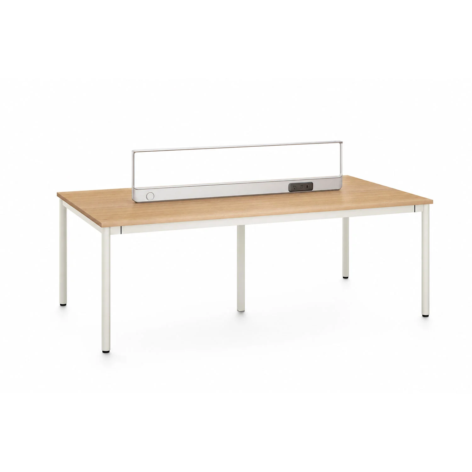 Маса за четене RFG Uni, 1600 x 1200 x 1230 mm, ПДЧ 25 mm, плот светъл дъб, бял метал