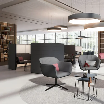 Ниска маса Interstuhl Hub HU920, правоъгълен плот, HPL, метална основа, черна, 2 броя в комплект