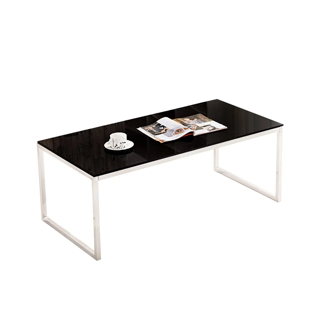 Ниска маса RFG Luxo Chrome, 1200 х 600 х 440 mm, правоъгълен стъклен плот, черна