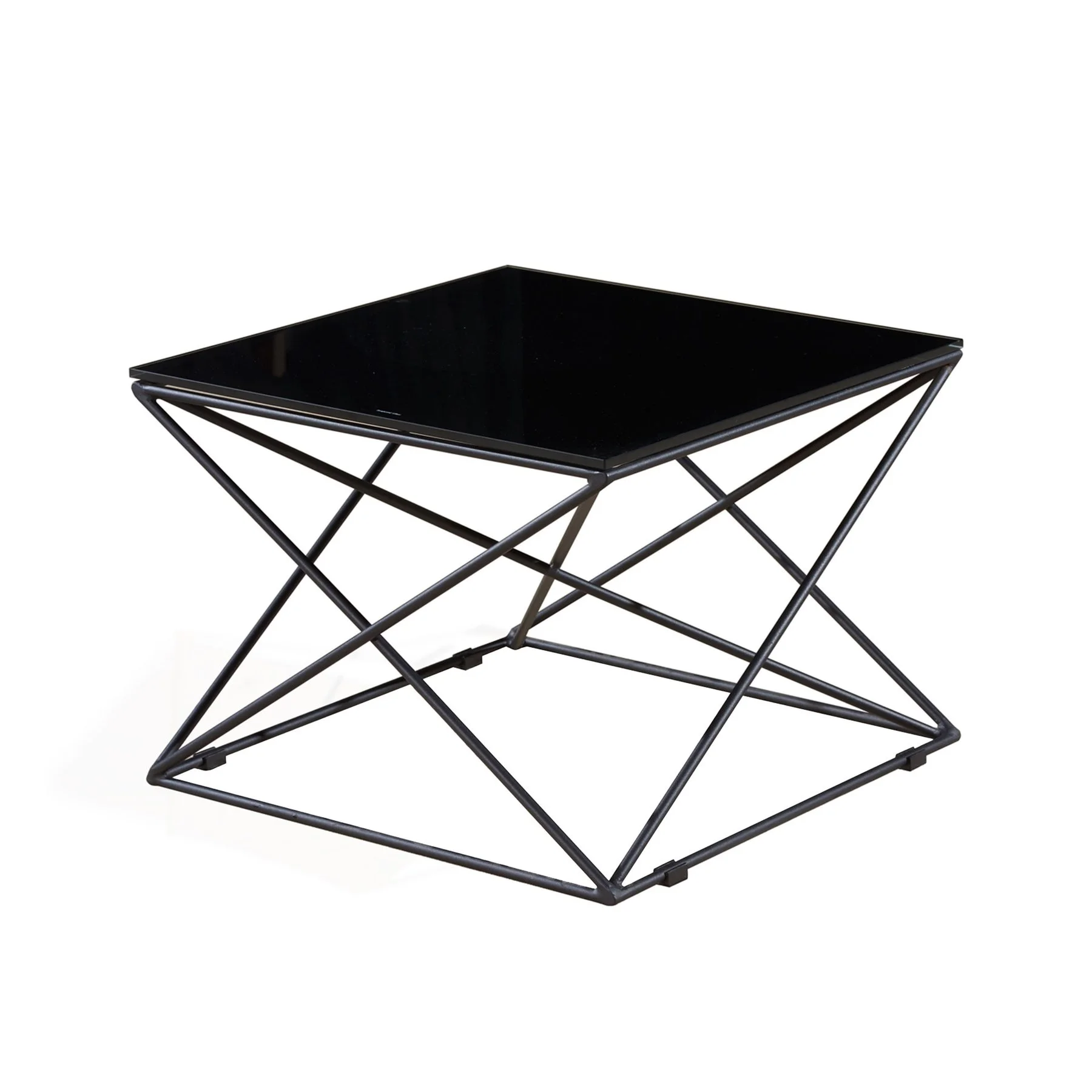 Ниска маса RFG Cubo, 600 х 600 х 400 mm, квадратен стъклен плот, черна