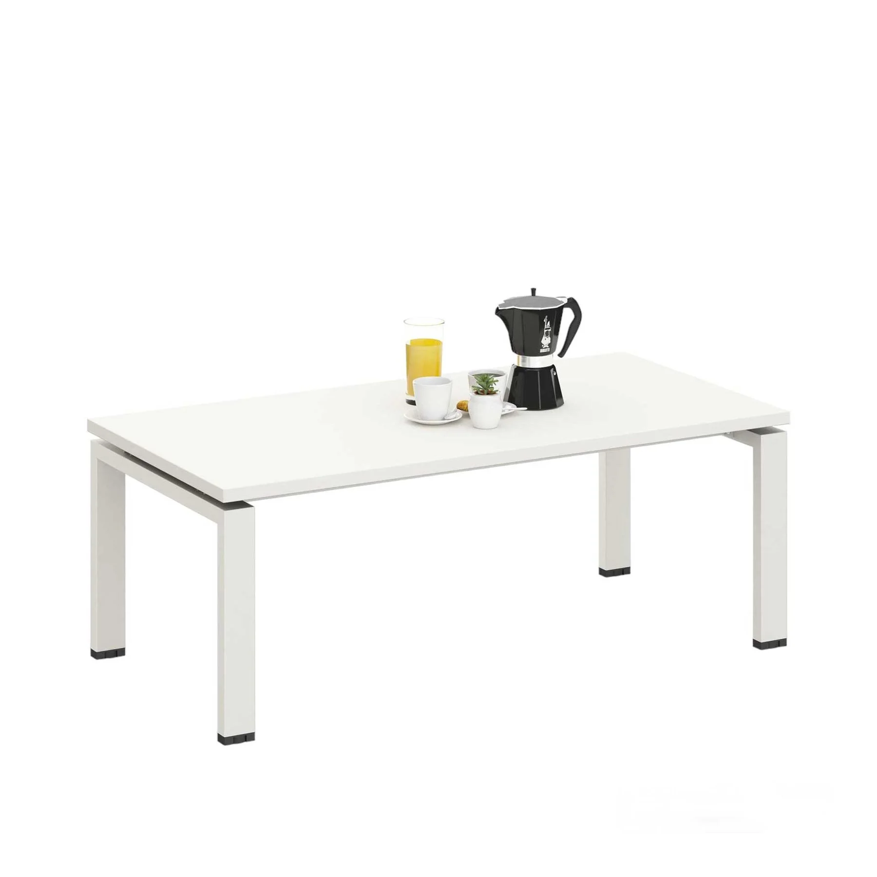Ниска маса RFG Monaco, 1200 х 600 х 450 mm, правоъгълен плот, ПДЧ 25 mm, метална основа, бяла