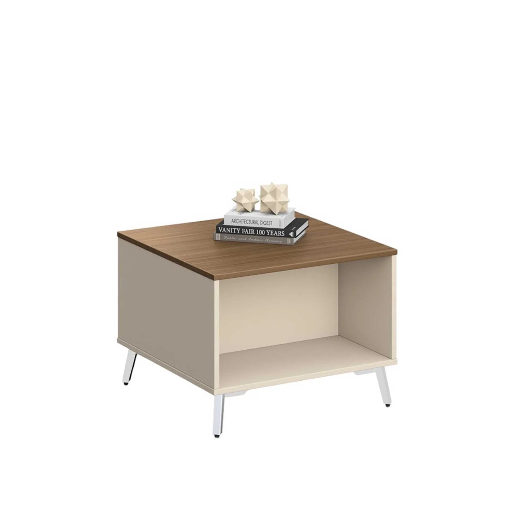 Ниска маса RFG Paris, 600 х 600 х 450 mm, квадратен плот, ПДЧ 25 mm, орех и светлосиво