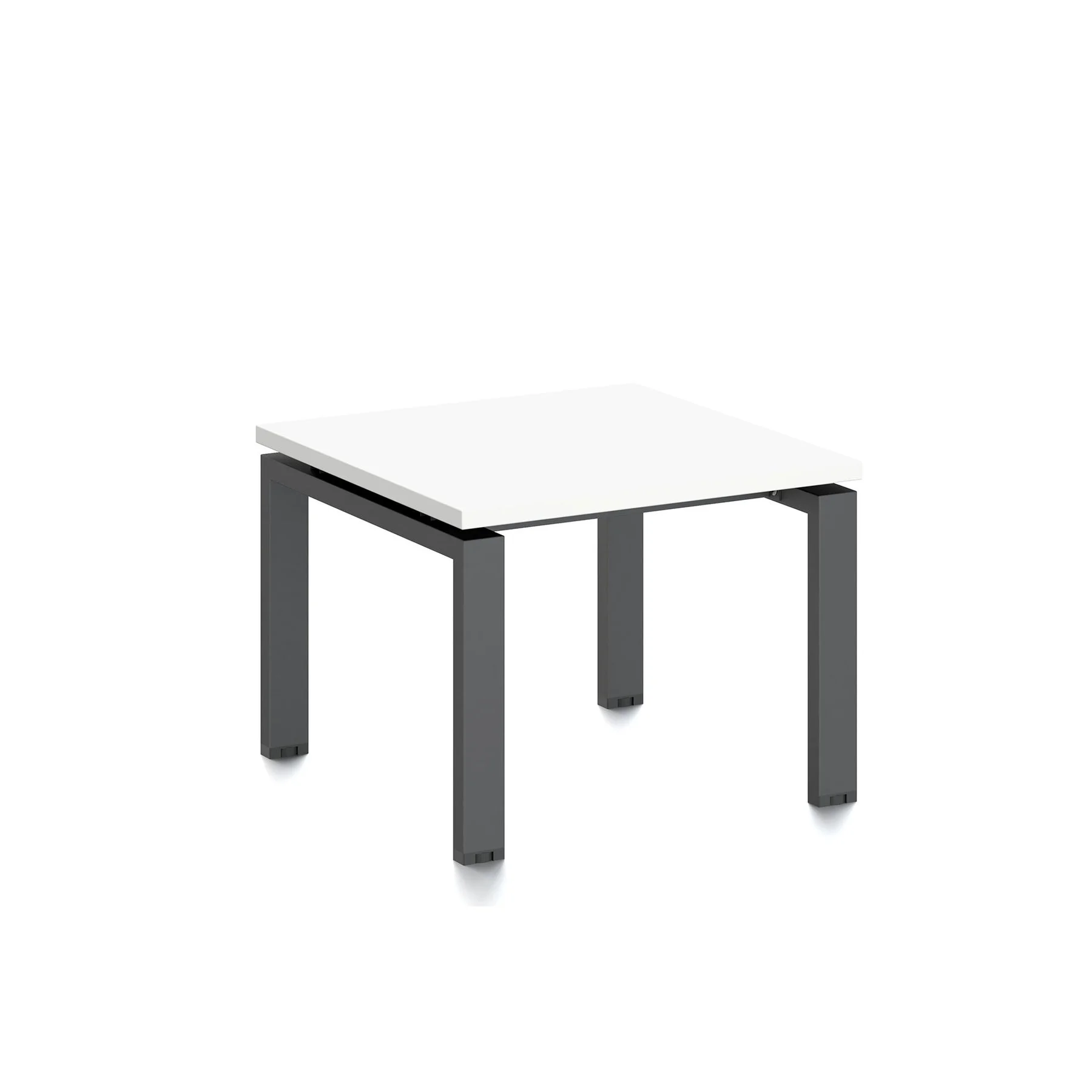 Ниска маса RFG Monaco, 600 x 600 x 450 mm, ПДЧ 25 mm, бял плот, черни метални крака