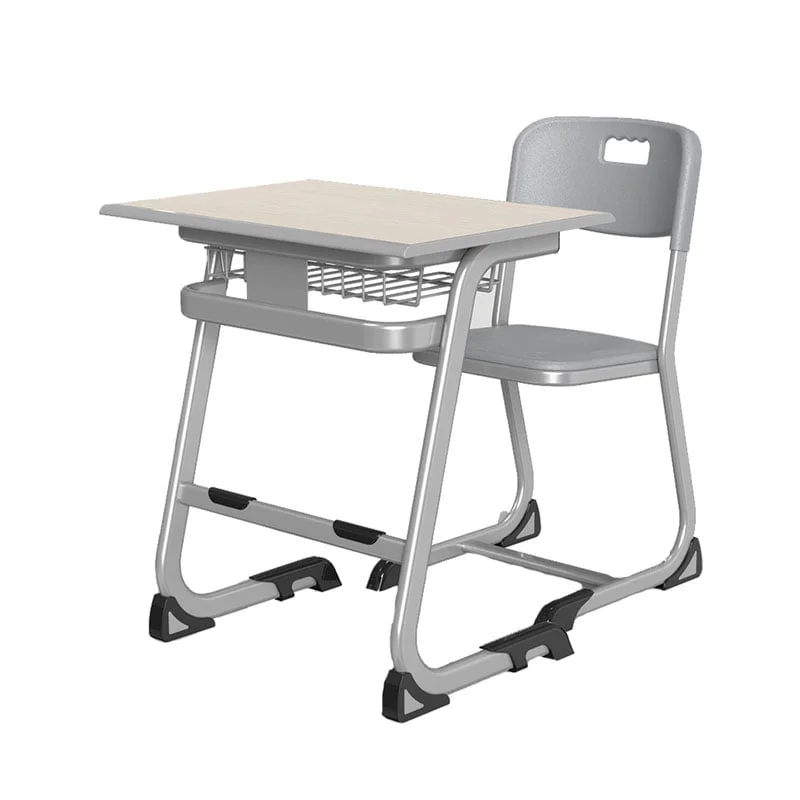 Ергономичен чин и стол RFG Istudy Grey, от VIII до XII клас, 700 х 500 х 760 mm, плот светъл бук, сиви крака