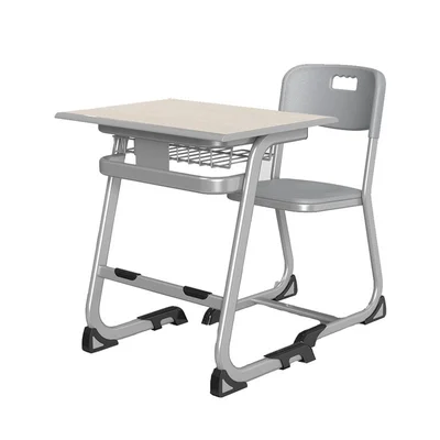 Ергономичен чин и стол RFG Istudy Grey, от VIII до XII клас, 700 х 500 х 760 mm, плот светъл бук, сиви крака