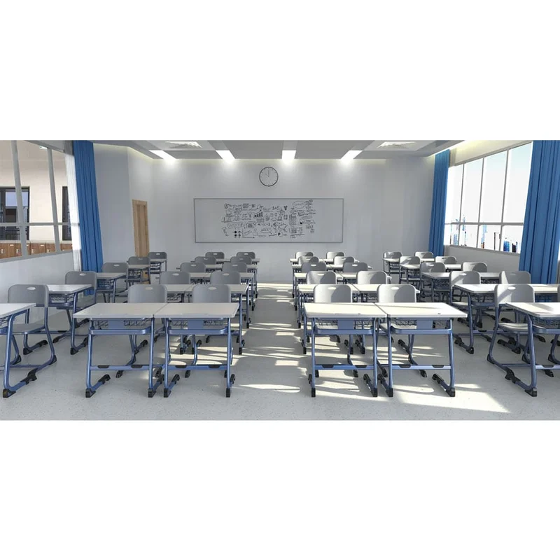 Ергономичен чин и стол RFG Istudy Grey, от VIII до XII клас, 700 х 500 х 760 mm, плот светъл бук, сиви крака