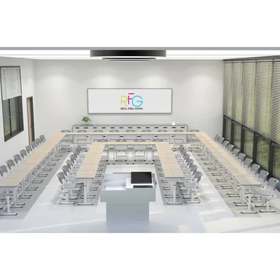 Ергономичен чин и стол RFG Ergo School, от I до XII клас, с регулируема височина, плот светъл бук, сиви крака