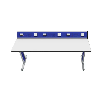Ученическа маса RFG Flat, лабораторна, над VII клас, 180 х 60 х 75 cm, синьо-бяла