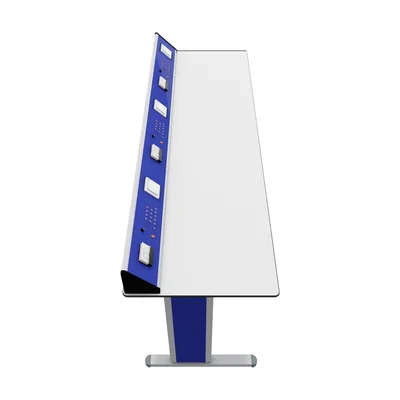 Ученическа маса RFG Flat, лабораторна, над VII клас, 180 х 60 х 75 cm, синьо-бяла