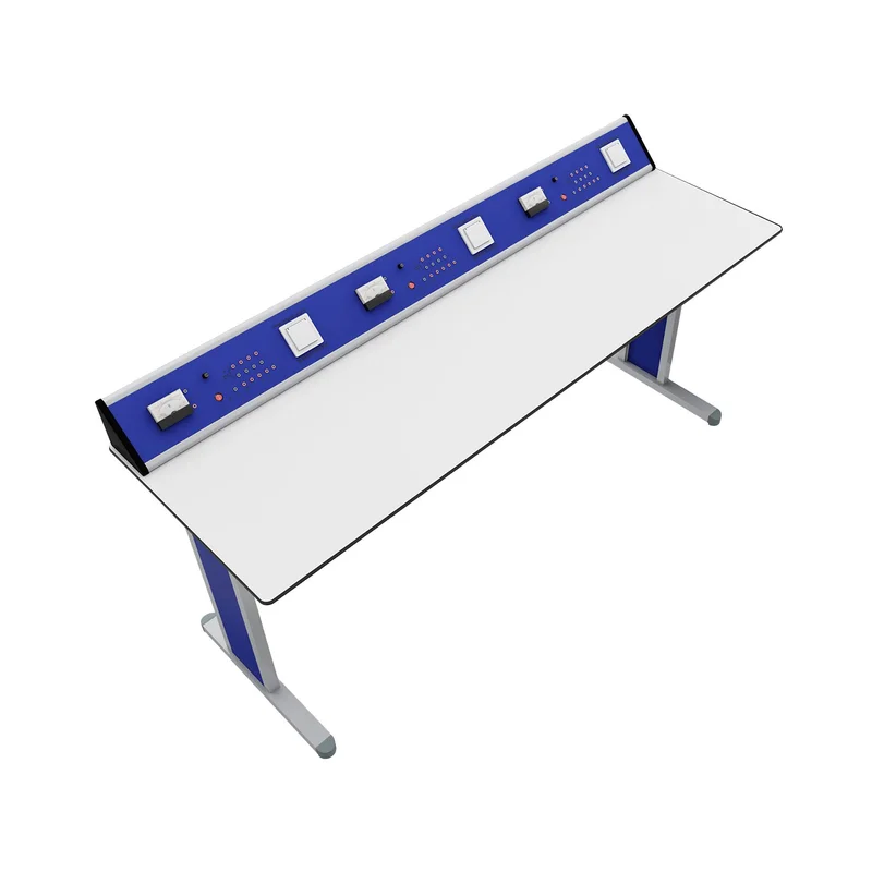 Ученическа маса RFG Flat, лабораторна, над VII клас, 180 х 60 х 75 cm, синьо-бяла
