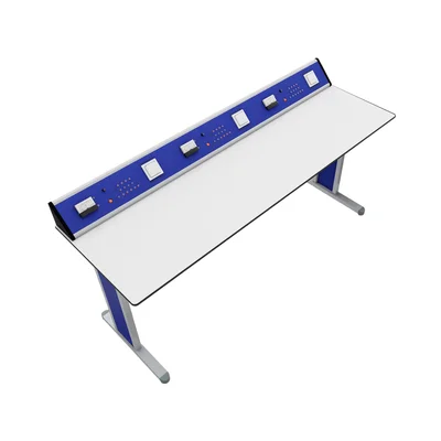Ученическа маса RFG Flat, лабораторна, над VII клас, 180 х 60 х 75 cm, синьо-бяла