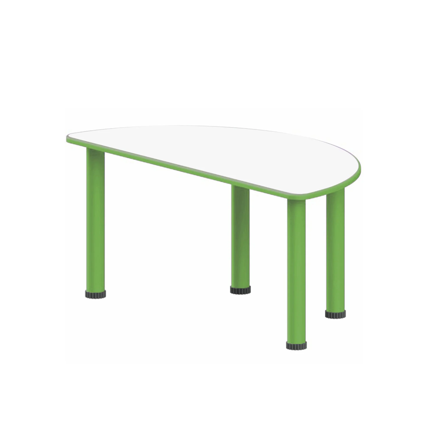 Маса RFG, детска, полукръгла, 1200 х 600 х 540 mm, бял MDF плот, зелен метал