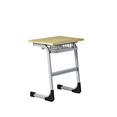 Ученически чин RFG Edu, единичен, над VIII клас, 630 х 450 х 750 mm, плот дъб, сив метал, 2 броя в комплект