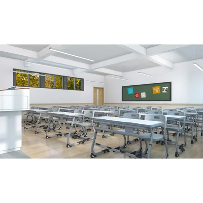 Ергономичен чин RFG Ergo School, от I до XII клас, с регулируема височина, двоен, 1200 х 500 х 700-790 mm, MDF, бял плот, сив метал