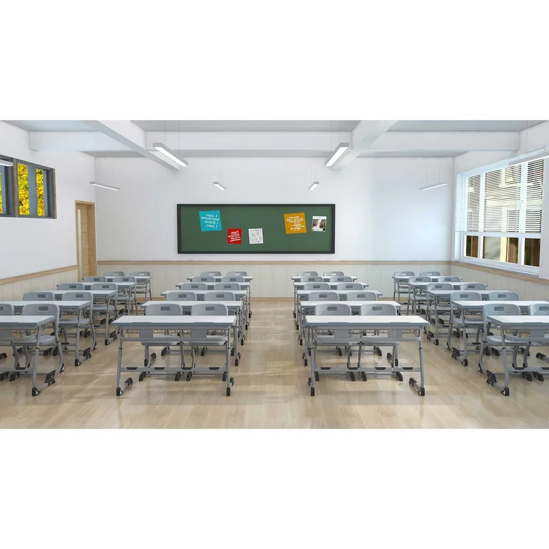 Ергономичен чин RFG Ergo School, от I до XII клас, с регулируема височина, двоен, 1200 х 500 х 700-790 mm, MDF, бял плот, сив метал
