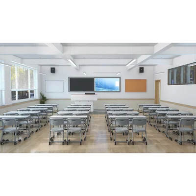 Ергономичен чин RFG Ergo School, от I до XII клас, с регулируема височина, двоен, 1200 х 500 х 700-790 mm, MDF, бял плот, сив метал