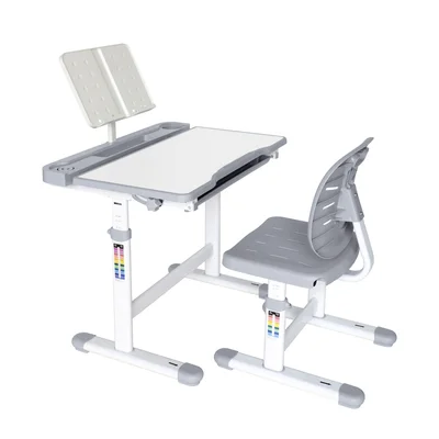 Ергономичен чин и стол RFG Ergo Tech 403X, ученически, MDF плот, метални крака, сив