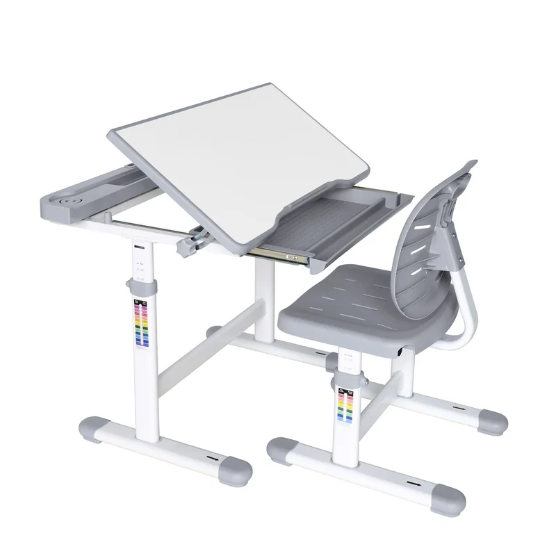 Ергономичен чин и стол RFG Ergo Tech 403X, ученически, MDF плот, метални крака, сив