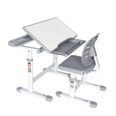Ергономичен чин и стол RFG Ergo Tech 403X, ученически, MDF плот, метални крака, сив