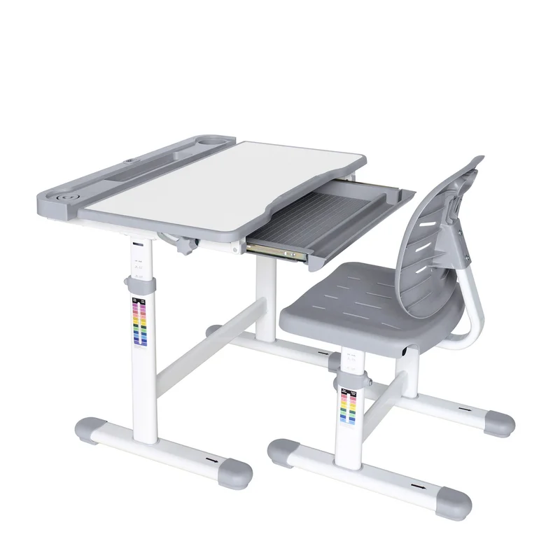 Ергономичен чин и стол RFG Ergo Tech 403X, ученически, MDF плот, метални крака, сив