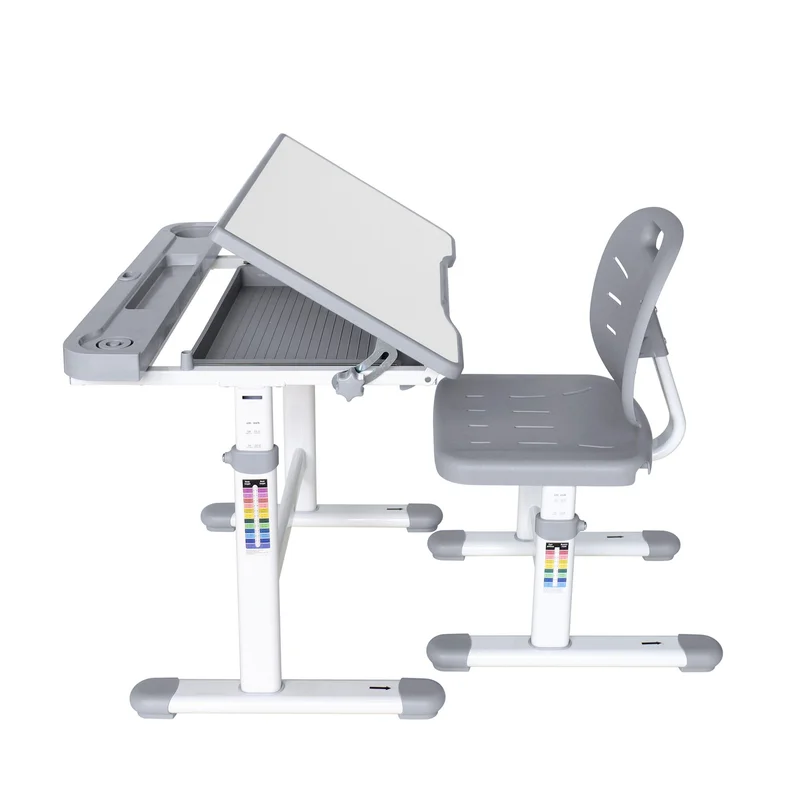 Ергономичен чин и стол RFG Ergo Tech 403X, ученически, MDF плот, метални крака, сив