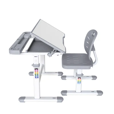 Ергономичен чин и стол RFG Ergo Tech 403X, ученически, MDF плот, метални крака, сив