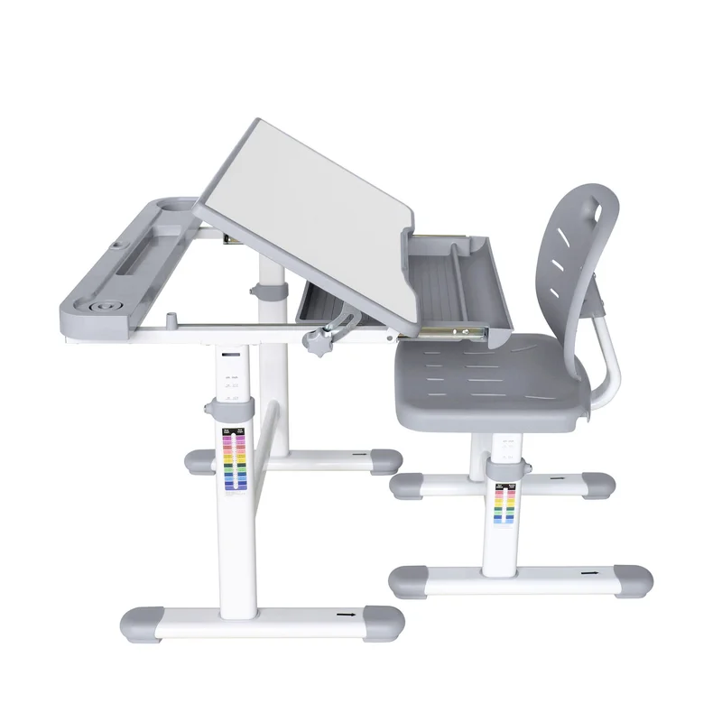 Ергономичен чин и стол RFG Ergo Tech 403X, ученически, MDF плот, метални крака, сив