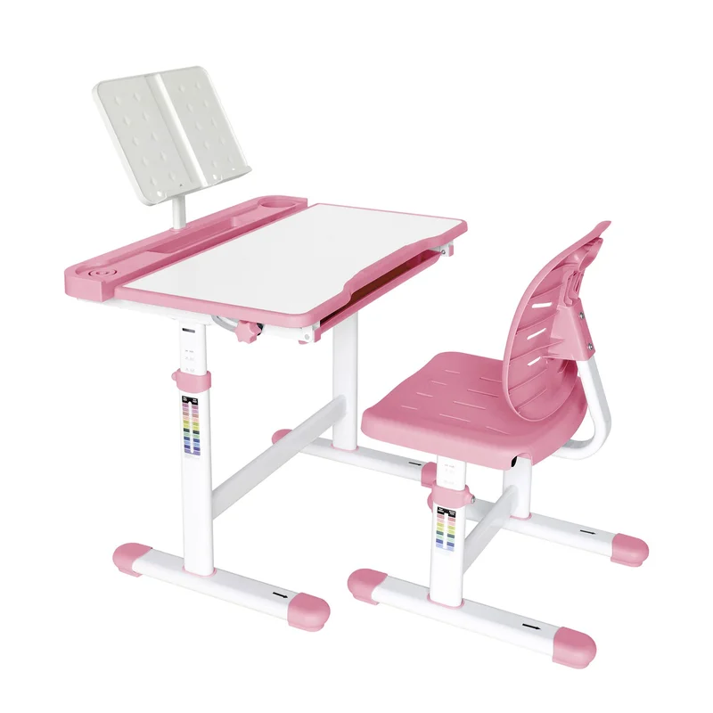 Ергономичен чин и стол RFG Ergo Tech 403X, ученически, MDF плот, метални крака, розов