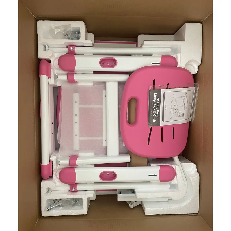 Ергономичен чин и стол RFG Ergo Tech 403X, ученически, MDF плот, метални крака, розов