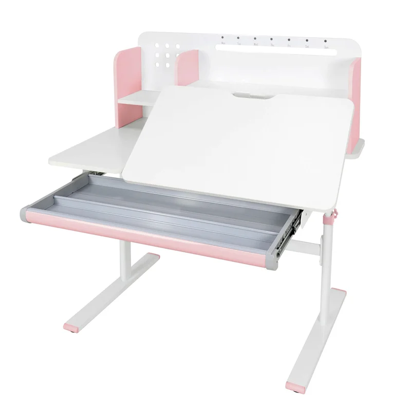 Бюро RFG с регулируема височина Ergo Light 1003A, MDF плот, метални крака, розово