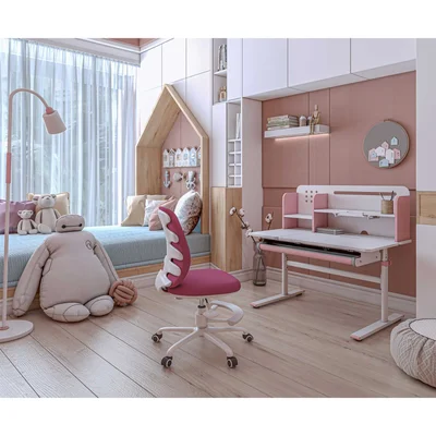 Бюро RFG с регулируема височина Ergo Light 1003A, MDF плот, метални крака, розово