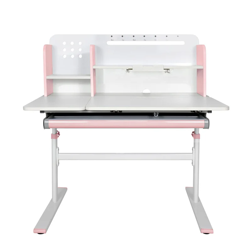 Бюро RFG с регулируема височина Ergo Light 1003A, MDF плот, метални крака, розово