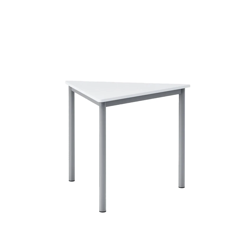 Ученическа маса RFG Trapez 60, над VIII клас, 790 х 905 х 750 mm, модулна, триъгълна, MDF, бял плот със заоблени ъгли, сиви метални крака