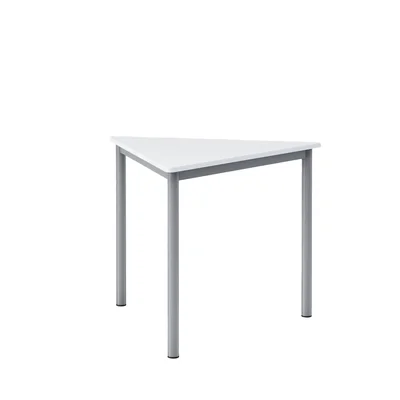 Ученическа маса RFG Trapez 60, над VIII клас, 790 х 905 х 750 mm, модулна, триъгълна, MDF, бял плот със заоблени ъгли, сиви метални крака