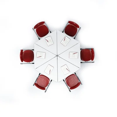 Ученическа маса RFG Trapez 60, над VIII клас, 790 х 905 х 750 mm, модулна, триъгълна, MDF, бял плот със заоблени ъгли, сиви метални крака