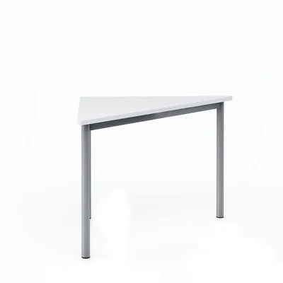 Ученическа маса RFG Trapez 45, над VIII клас, 650 х 1250 х 750 mm, модулна, триъгълна, MDF бял плот, сиви метални крака