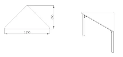 Ученическа маса RFG Trapez 45, над VIII клас, 650 х 1250 х 750 mm, модулна, триъгълна, MDF бял плот, сиви метални крака