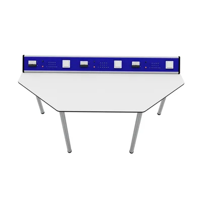 Лабораторна маса по физика RFG Quin, над VII клас, 1700 х 700 х 750 mm, HPL плот, синьо-бяла