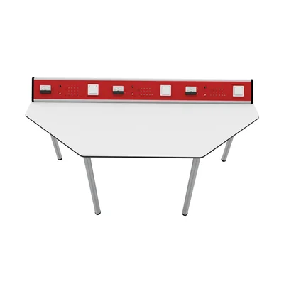 Лабораторна маса по физика RFG Quin, над VII клас, 170 х 70 х 75 cm, HPL плот, червено-бяла