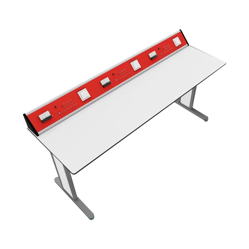 Ученическа маса RFG Flat, лабораторна, над VII клас, 180 х 60 х 75 cm, метални крака, червено-бяла