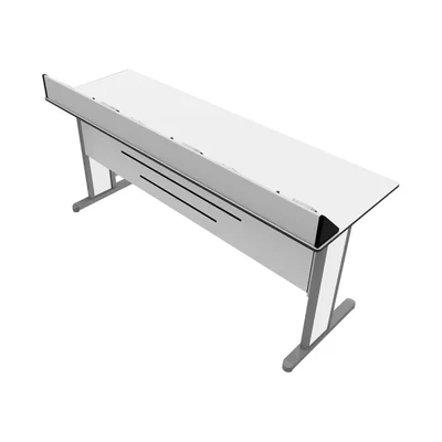 Ученическа маса RFG Flat, лабораторна, над VII клас, 180 х 60 х 75 cm, HPL плот, метални крака, синьо-бяла