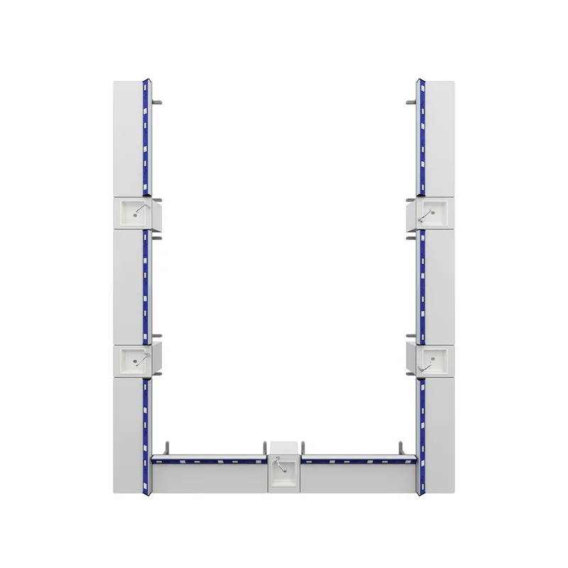Ученическа маса RFG Flat, лабораторна, над VII клас, 180 х 60 х 75 cm, HPL плот, метални крака, синьо-бяла