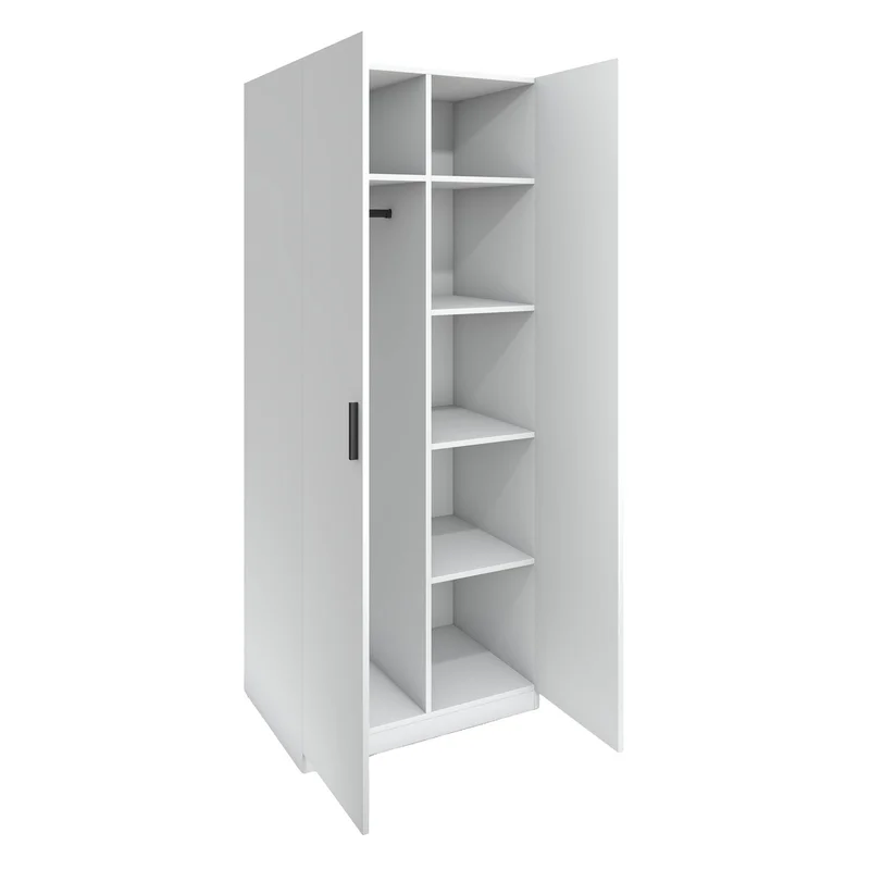 Гардероб RFG Monaco, с рафтове, 800 х 550 х 2000 mm, ПДЧ 18 mm, бял