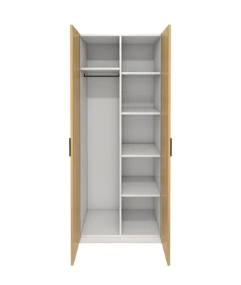 Гардероб RFG Monaco, с рафтове, 800 х 550 х 2000 mm, ПДЧ 18 mm, бряст и бяло