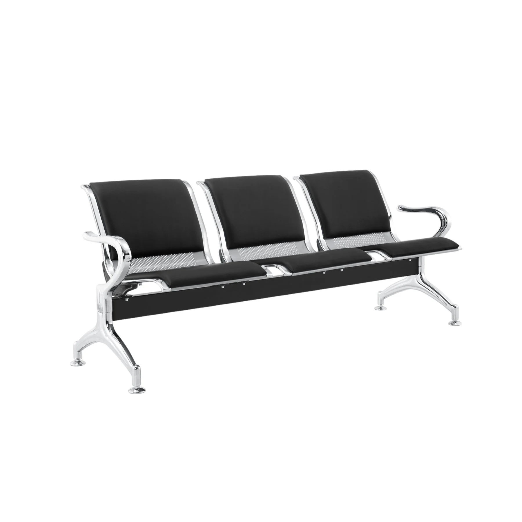 Посетителска пейка RFG Берн, с 3 места, екокожа, метални крака, 1800 х 680 х 770 mm