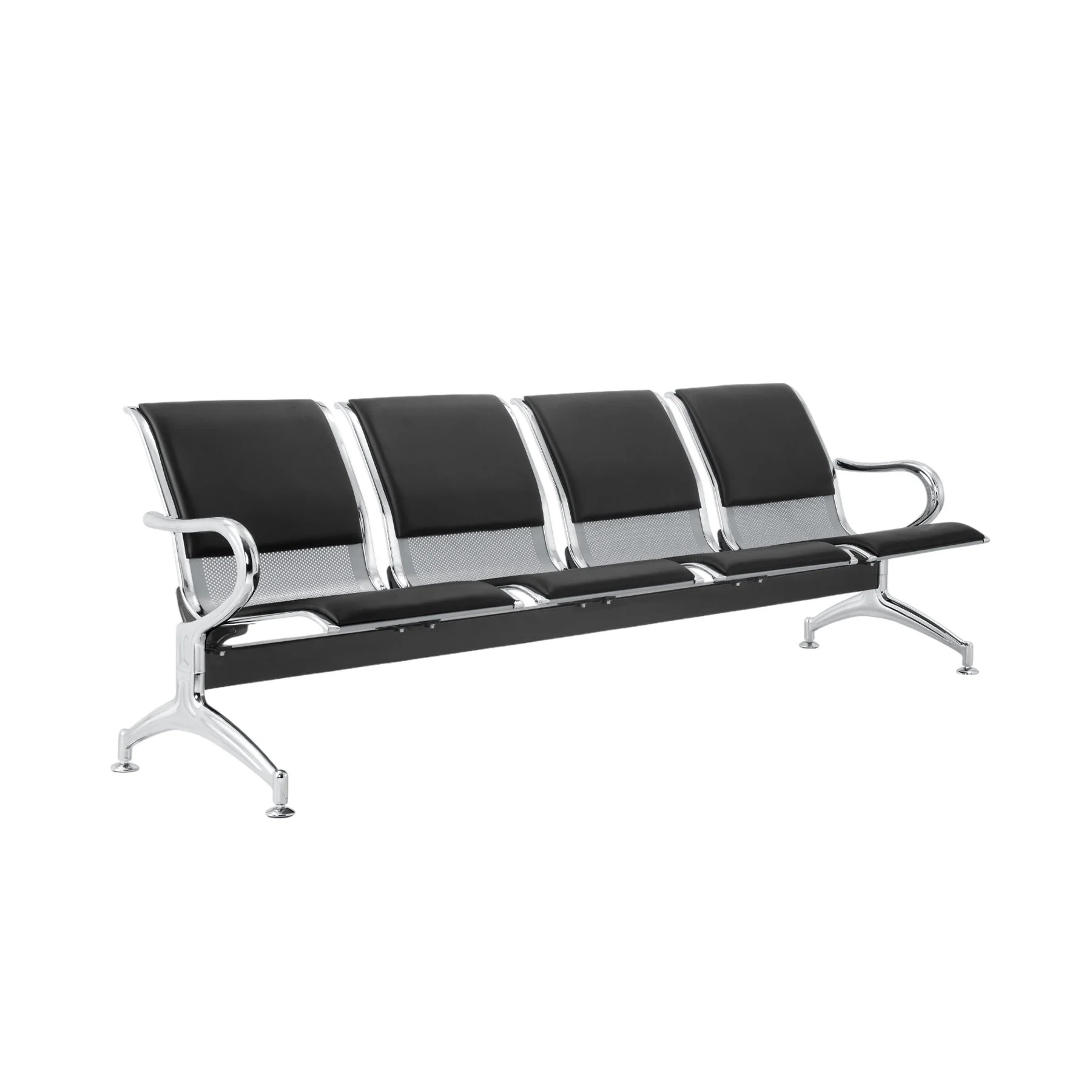 Посетителска пейка RFG Берн, с 4 места, екокожа, метални крака, 2360 х 680 х 770 mm