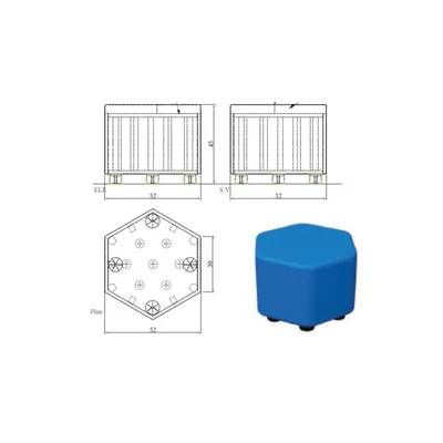 Табуретка RFG Arrow, шестоъгълна, екокожа, 53 х 59 х 43 cm, жълта
