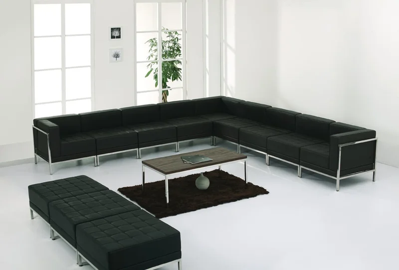 Табуретка RFG Neo, квадратна, екокожа, 700 х 700 х 450 mm, черен