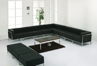 Табуретка RFG Neo, квадратна, екокожа, 700 х 700 х 450 mm, черен